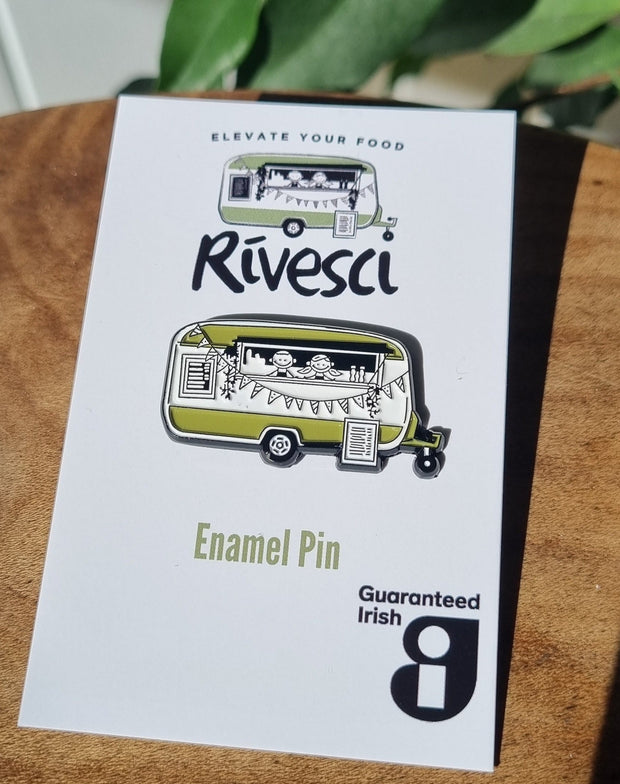 Rivesci Enamel Pin. 35mm soft enamel pin for food truck and vintage caravan lovers everywhere.